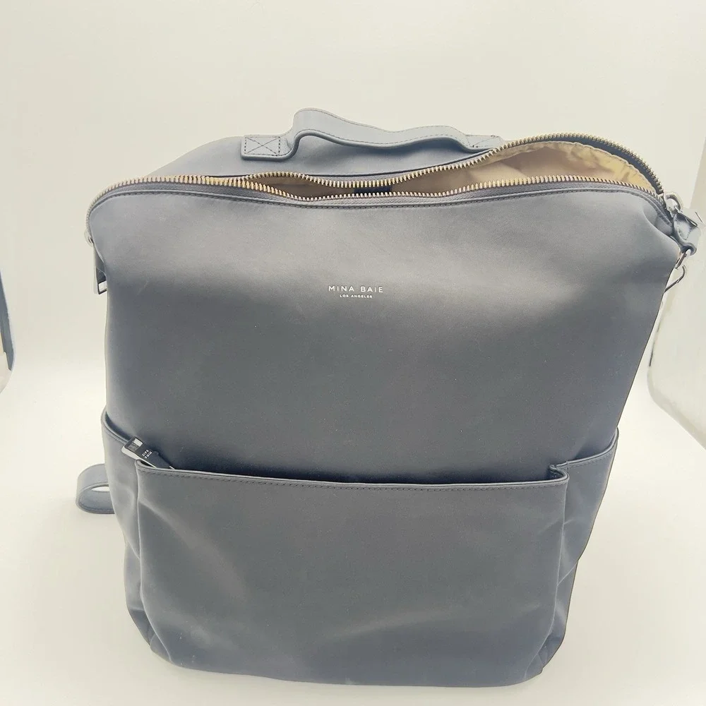 Mina Baie Stevie Black Nylon/Black Chrome Baby Diaper Bag, Tote, Backpack